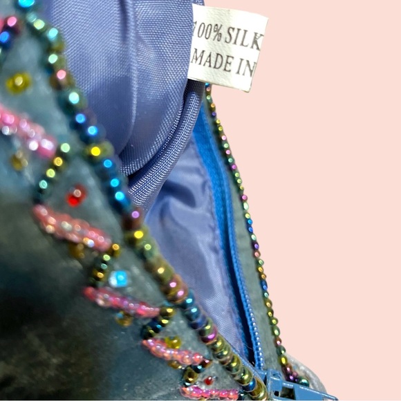 Feathered & Beaded Velvet Bohemian Crossbody Purse - Picture 6 of 6